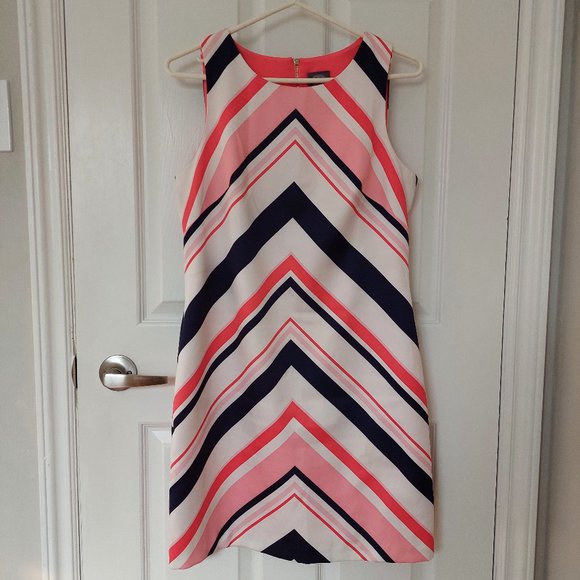 Vince Camuto Nautical Multi Stripped  Satin lined Crew-Neck Dress, Size 6 - Picture 1 of 7